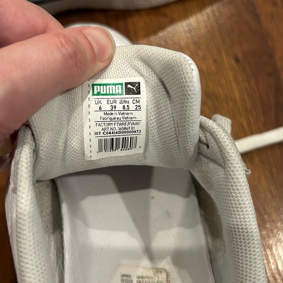 Puma Clyde Denim Striped White Leather Sneakers Shoes Women size 8.5 - Picture 7 of 10